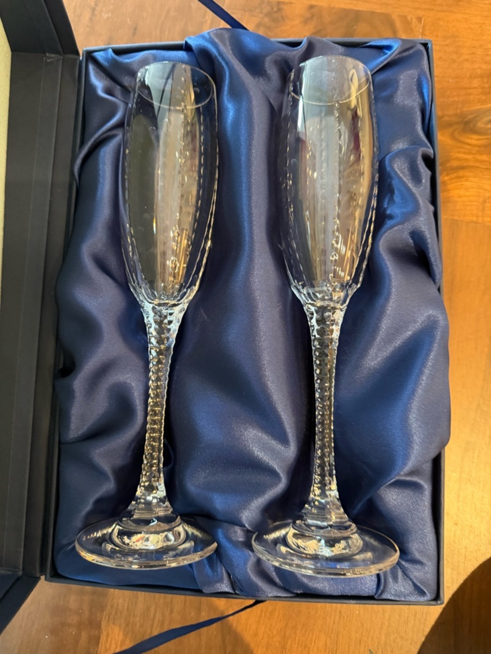 Faberge Crystal Champagne Flutes in Clear Glass - Set of 2
